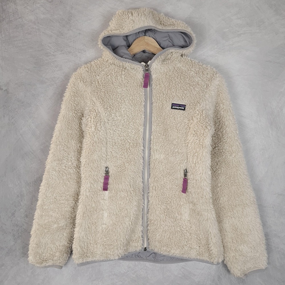 Patagonia Dusty Mesa Fleece Jacket Womens XS Cream Hooded Sherpa Lined Coat